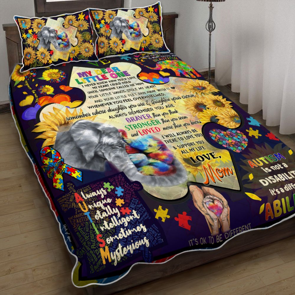 My Dear Little One Elephant Autism Awareness Quilt Bedding Set