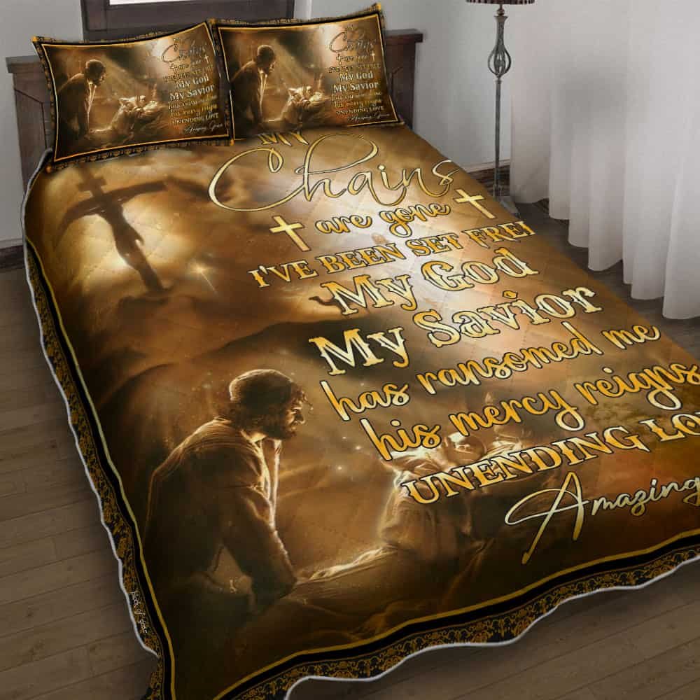 My God My Savior Has Ransomed Me Christian Quilt Bedding Set