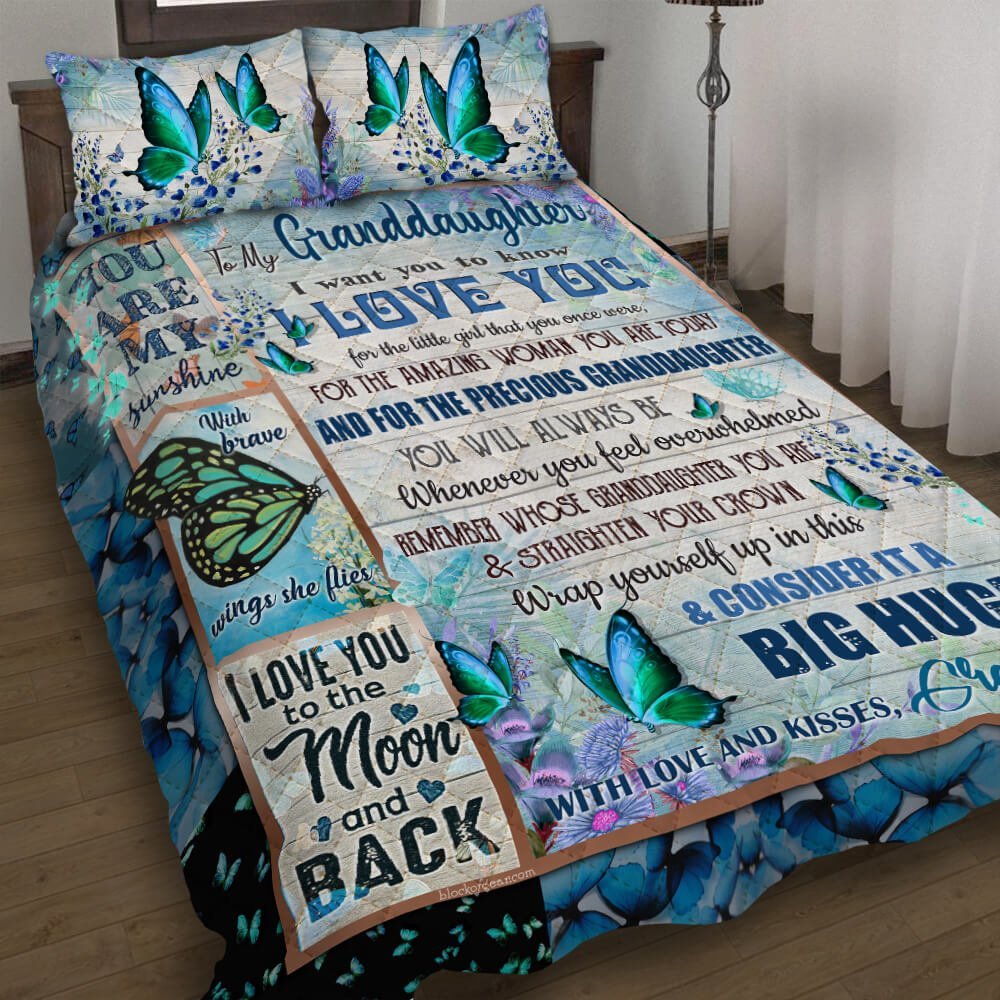 My Granddaughter Butterfly Quilt Bedding Set