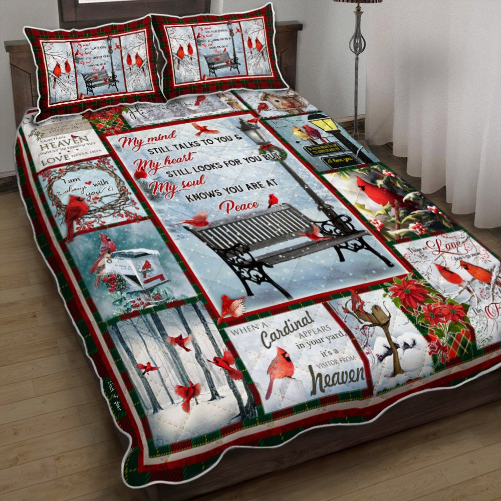 My Soul Knows You Are At Peace Cardinal Quilt Bedding Set