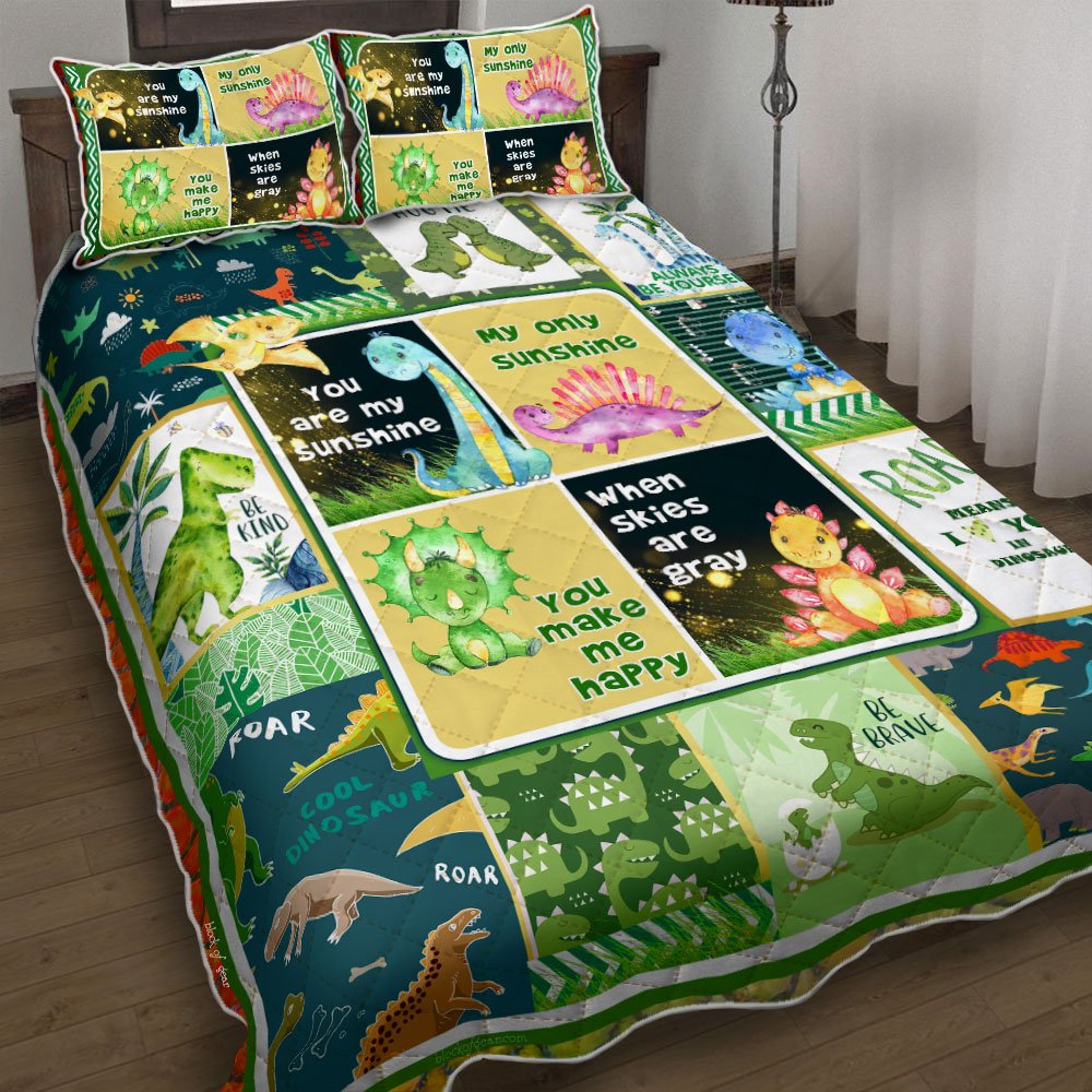 My Sunshine Dinosaur Quilt Bedding Set