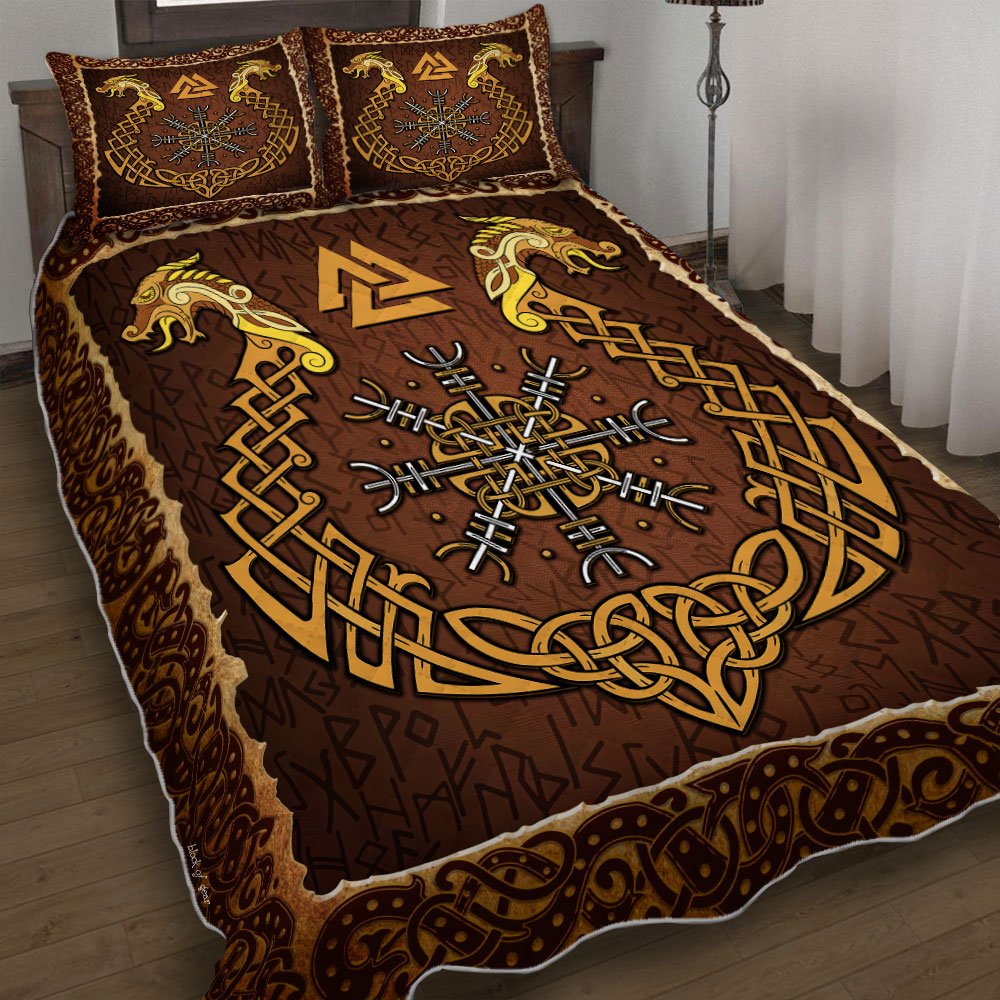 Mythical Viking Dragon Quilt Bedding Set