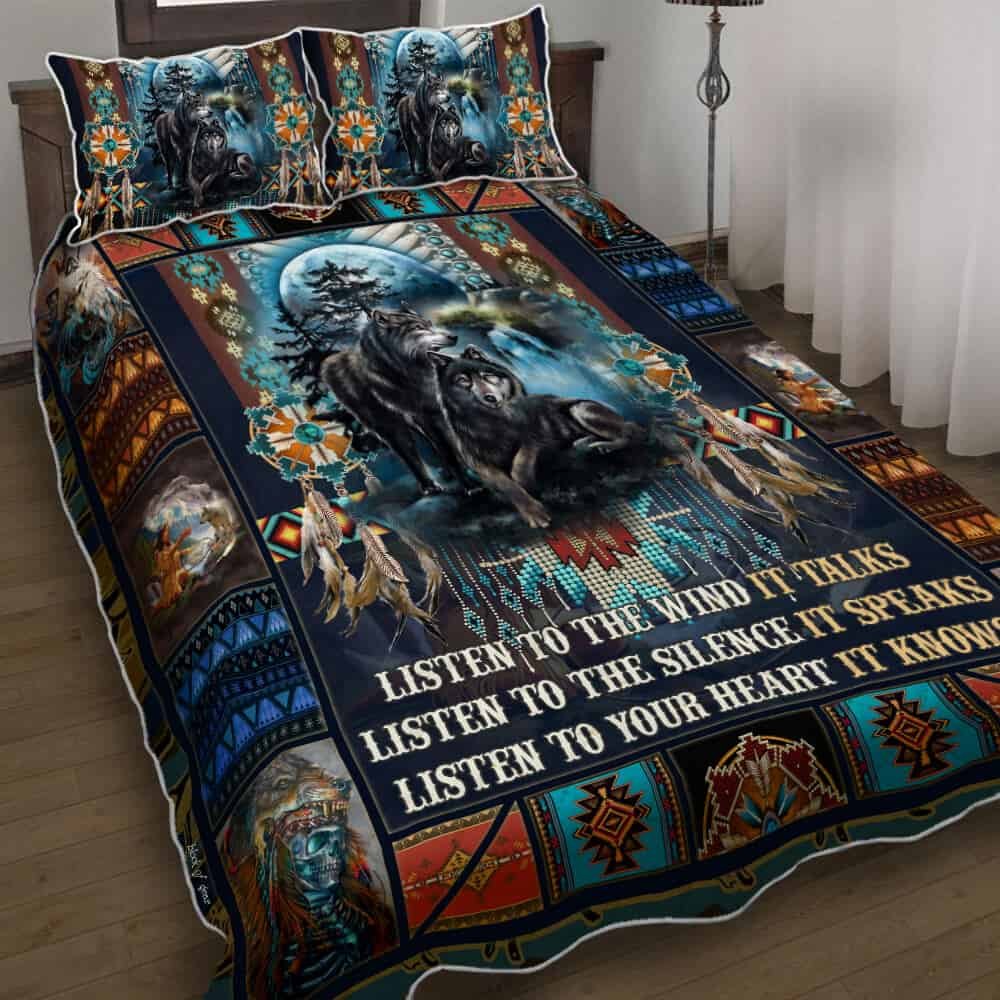 Native Amerian Wolf Spirit Quilt Bedding Set