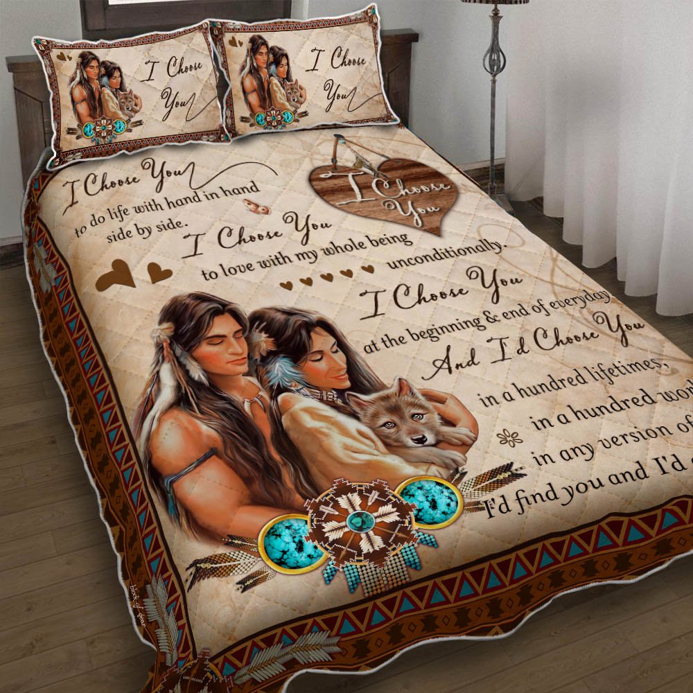 Native American Couple I Choose You Quilt Bedding Set