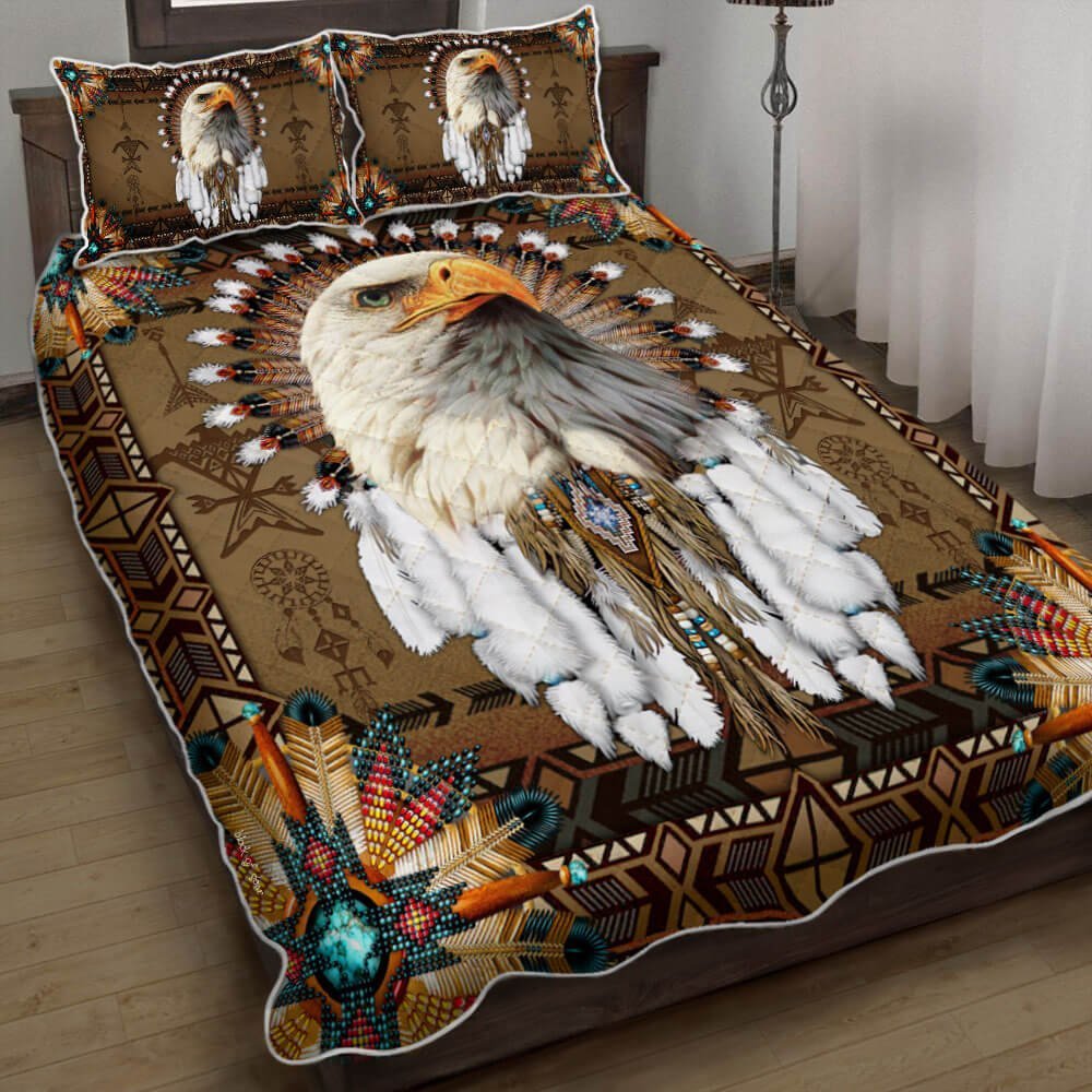 Native American Eagle Feather Native Eagle With Feather Quilt Bedding Set