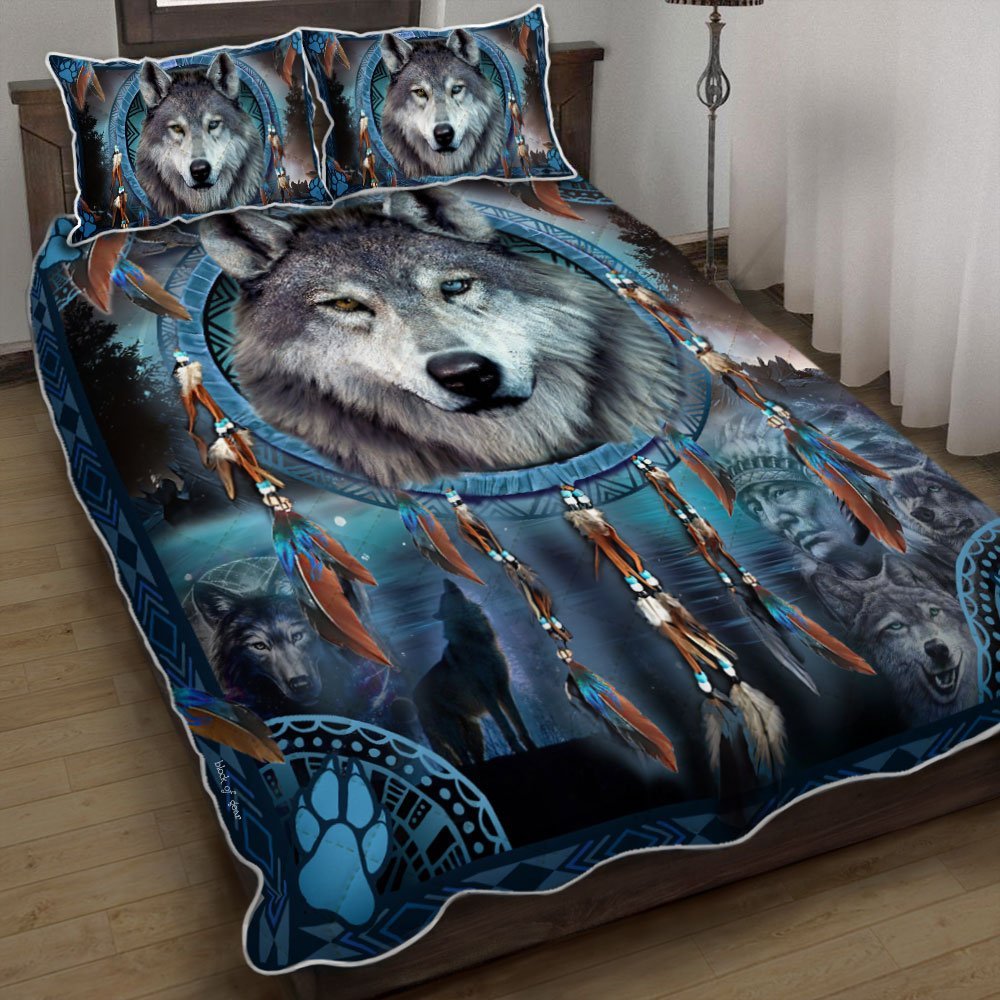 Native American Wolf Spirit Quilt Bedding Set