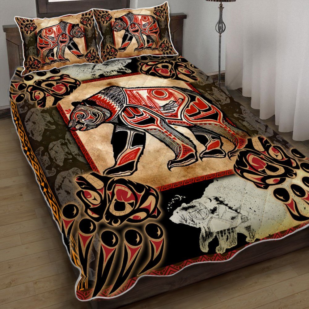 Native Bear Tattoo Quilt Bedding Set