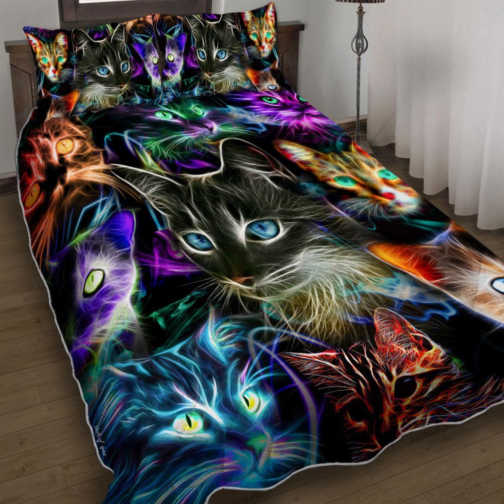 Neon Cat Magic Quilt Bedding Set