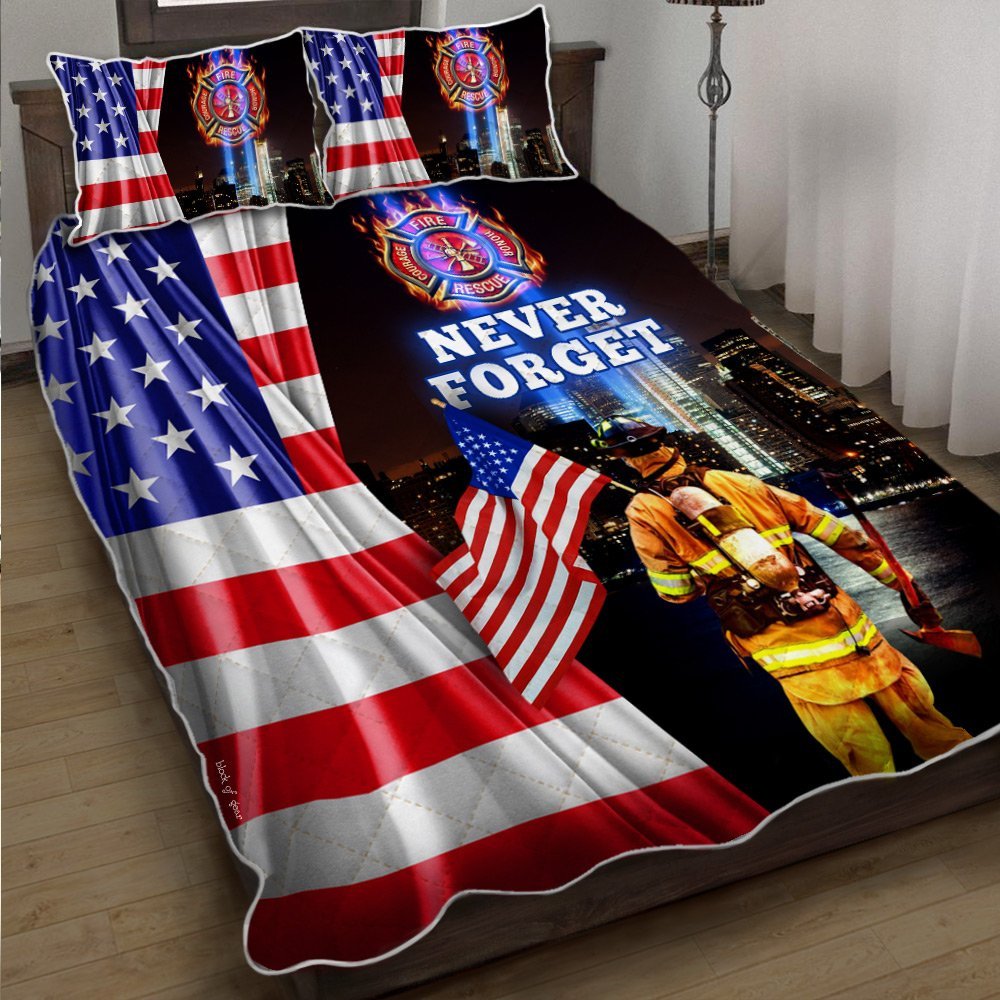 Never Forget 911 Firefighter Quilt Bedding Set Trn264qs