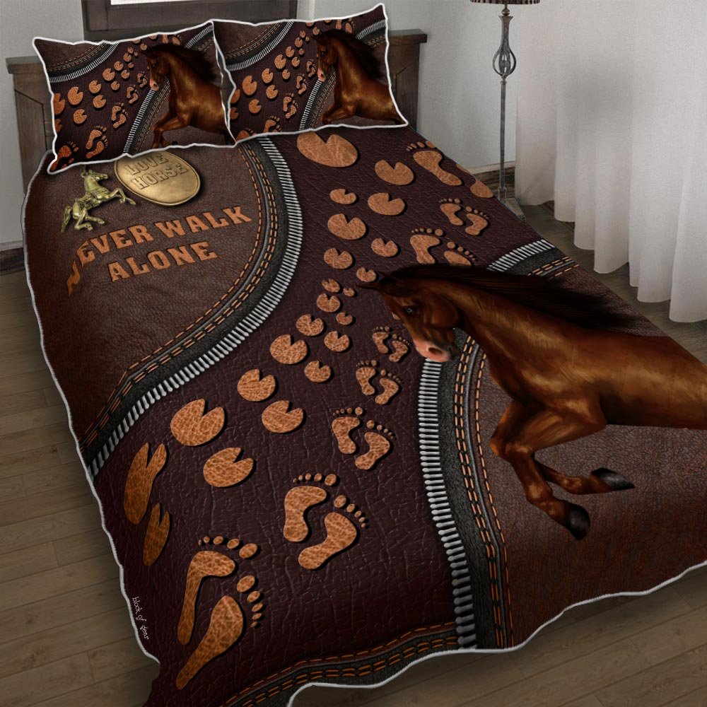 Never Walk Alone Horse Quilt Bedding Set