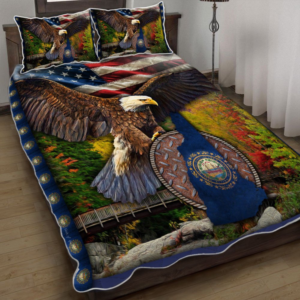 New Hampshire State Eagle Quilt Bedding Set