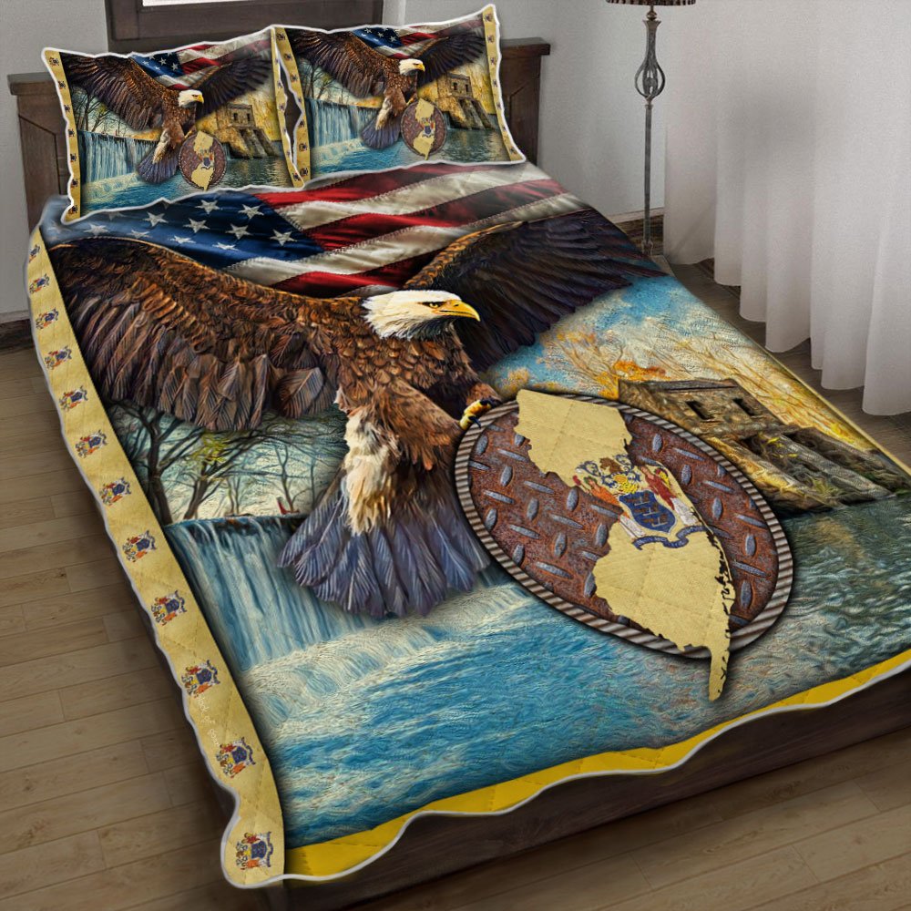 New Jersey State Eagle Quilt Bedding Set