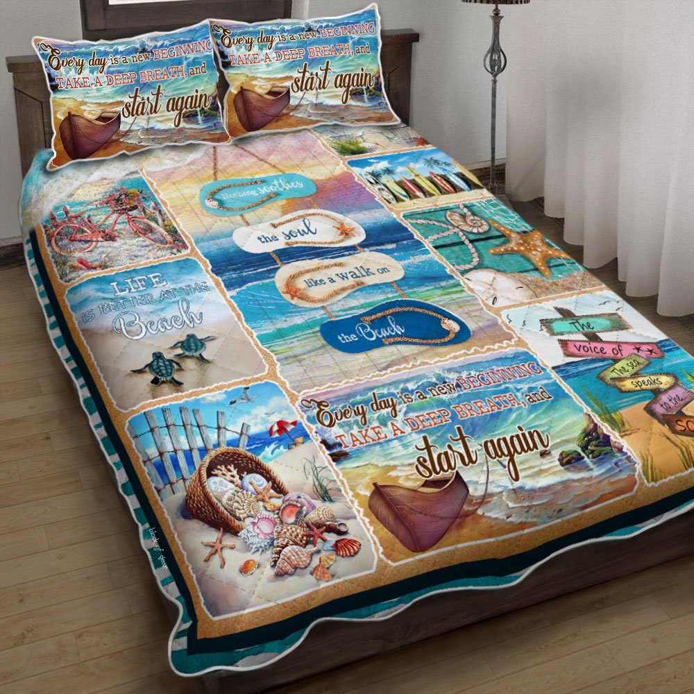 Nothing Soothes The Soul Like A Walk On The Beach Quilt Bedding Set