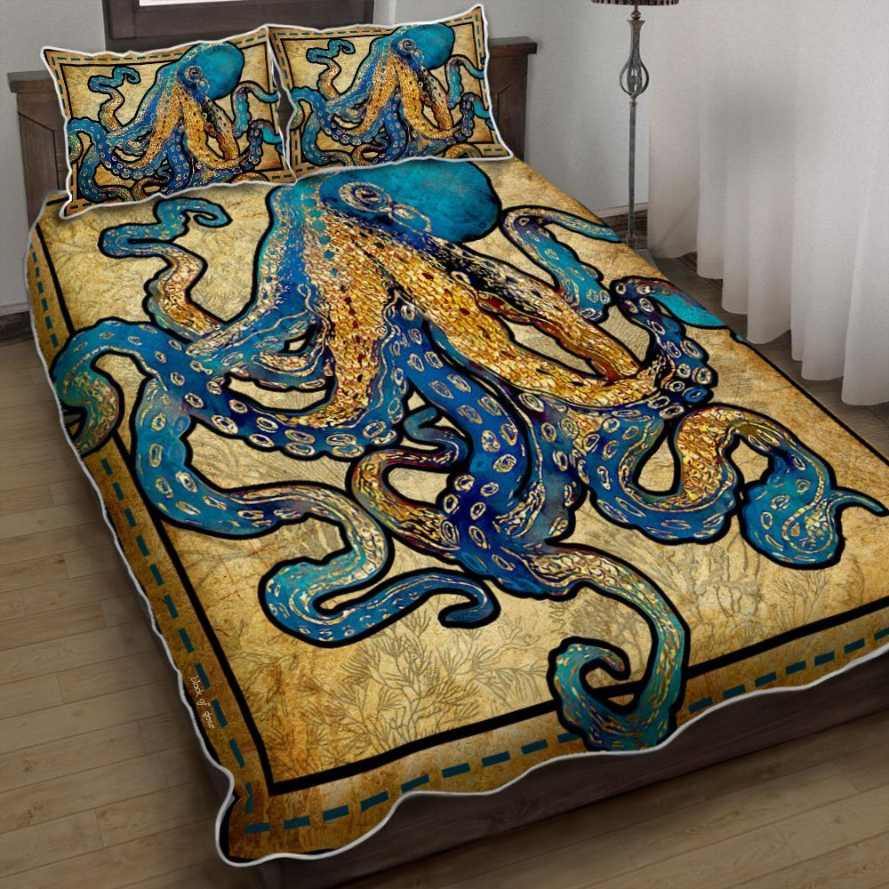 Octopus In Ocean Quilt Bedding Set