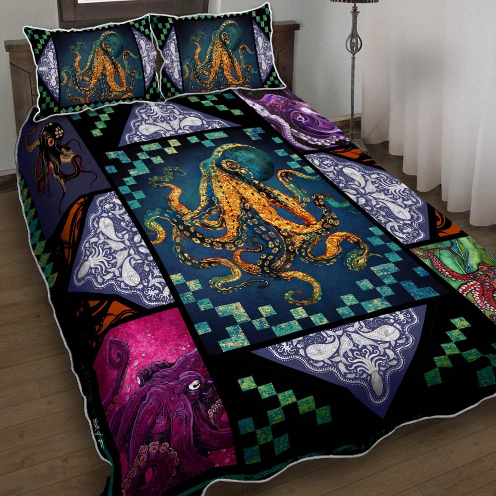 Octopus Marine Life Quilt Bedding Set