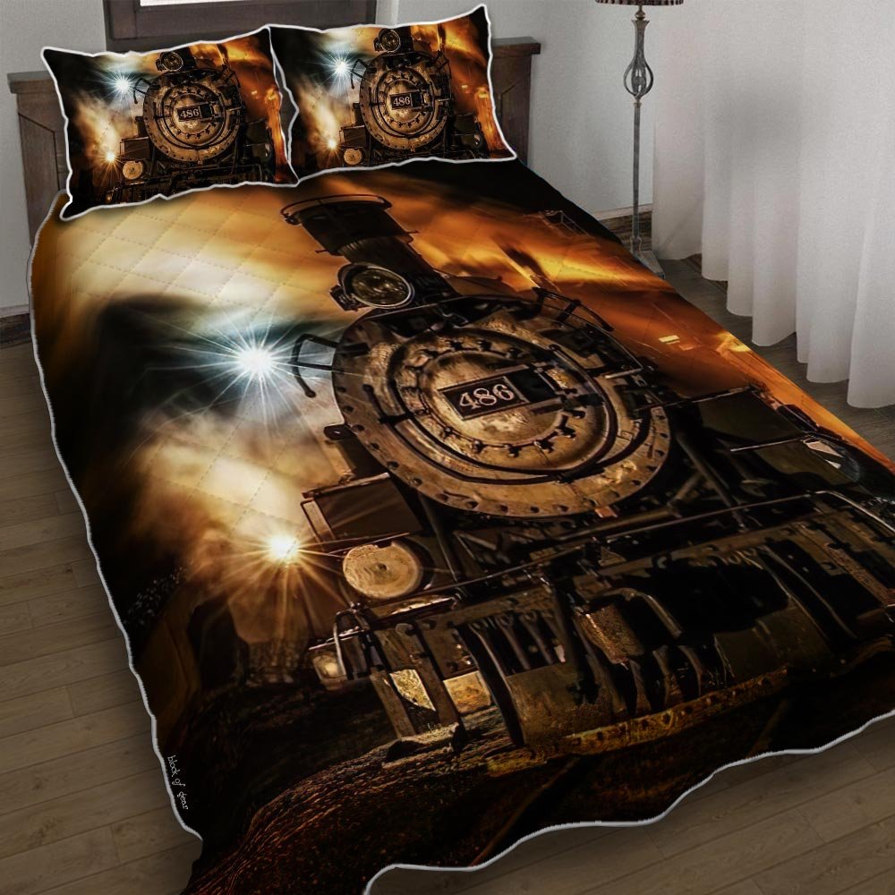 Old Steam Locomotive Quilt Bedding Set