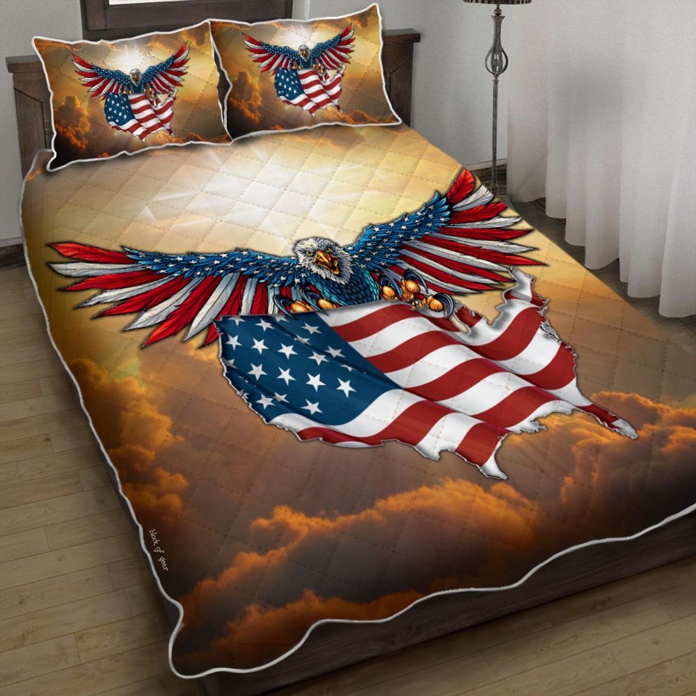 One Nation Under God American Eagle Quilt Bedding Set