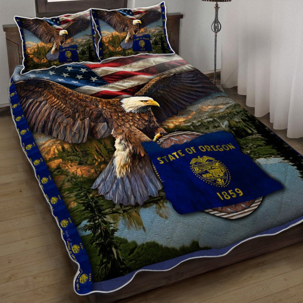 Oregon State Eagle Quilt Bedding Set