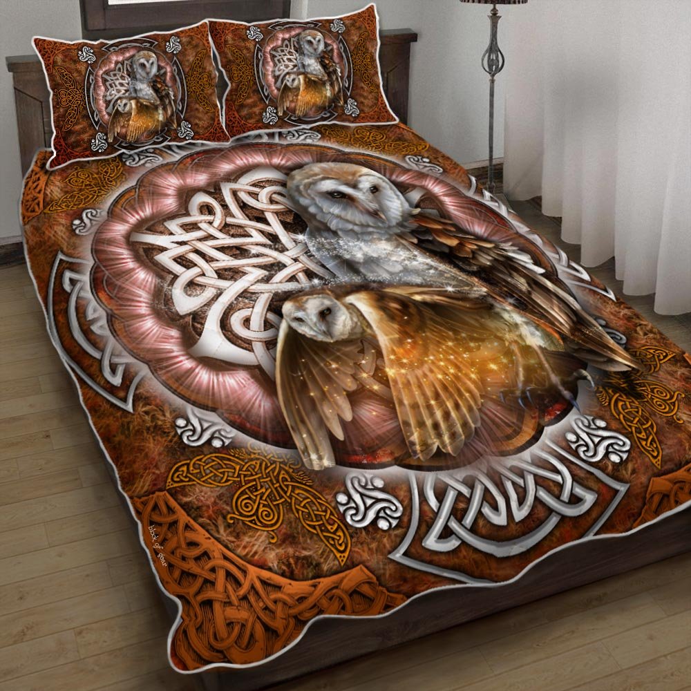 Owls Celtic Knot Quilt Bedding Set