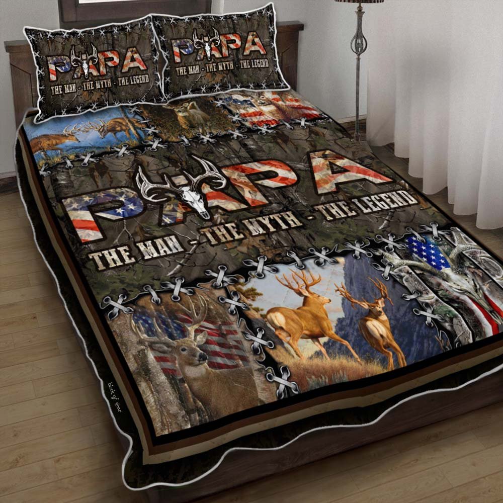 Papa The Man The Myth The Legend Deer Hunting Quilt Bedding Set