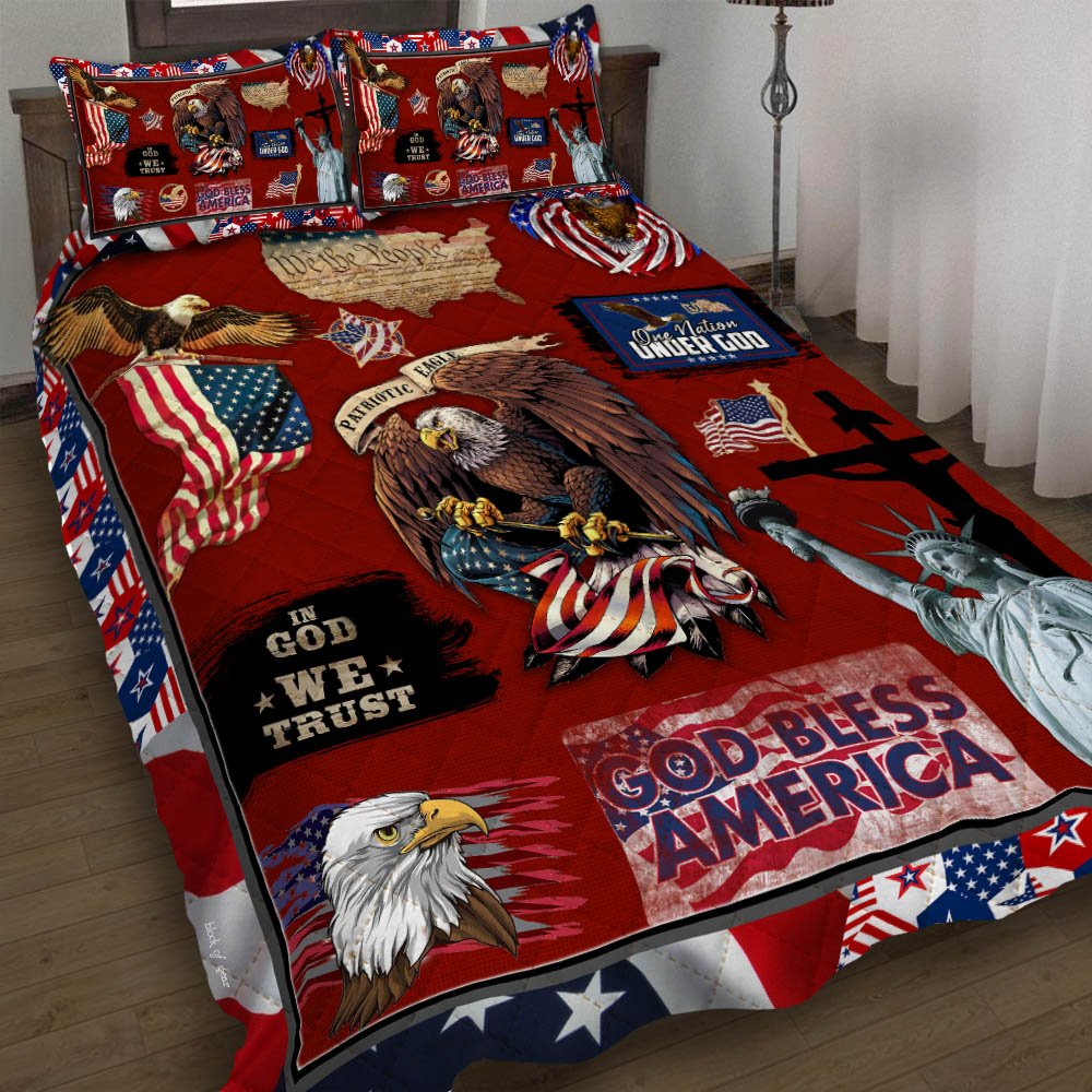 Patriotic Eagle Quilt Bedding Set-nv21j