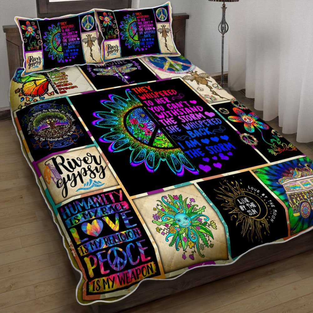 Peace Love Hippie Quilt Bedding Set