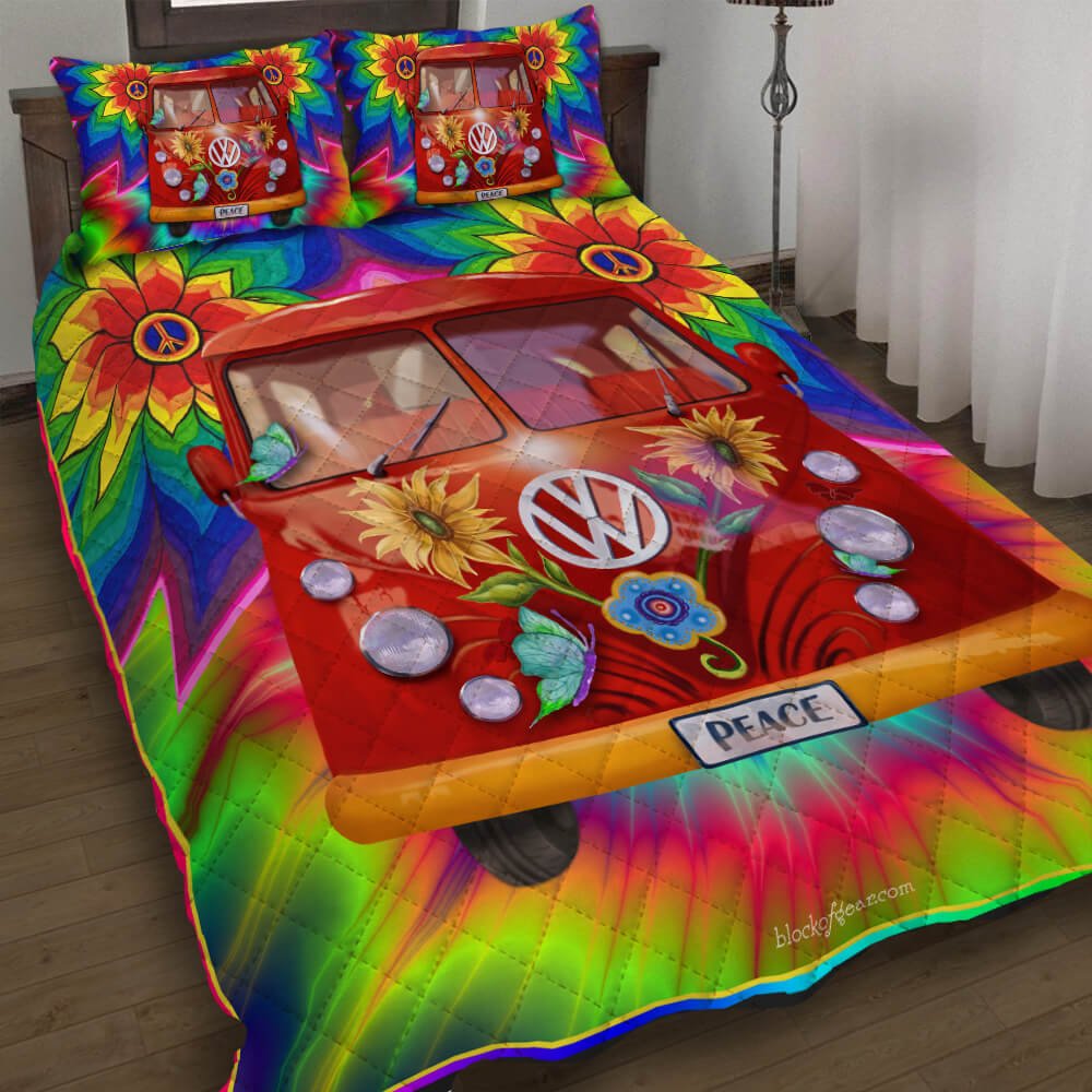 Peace Van Hippie Quilt Bedding Set