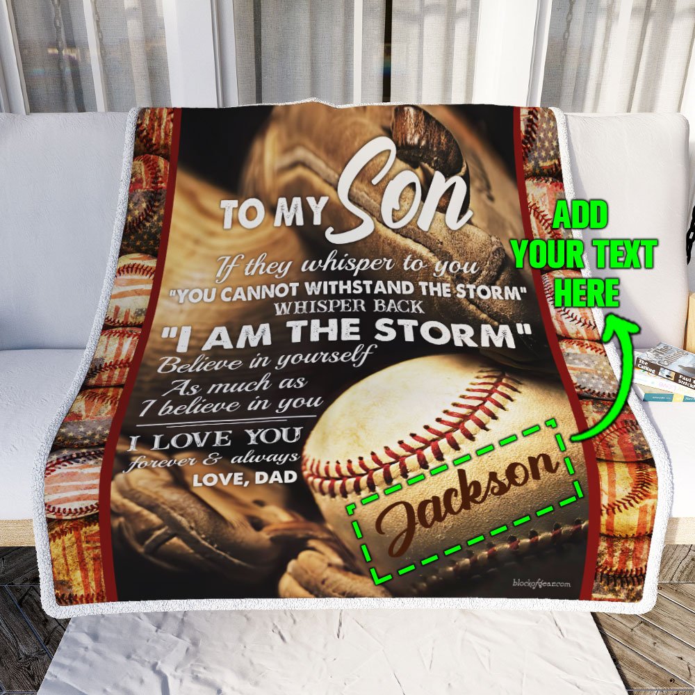 Personalized Dad To Son Baseball Sofa Throw Blanket