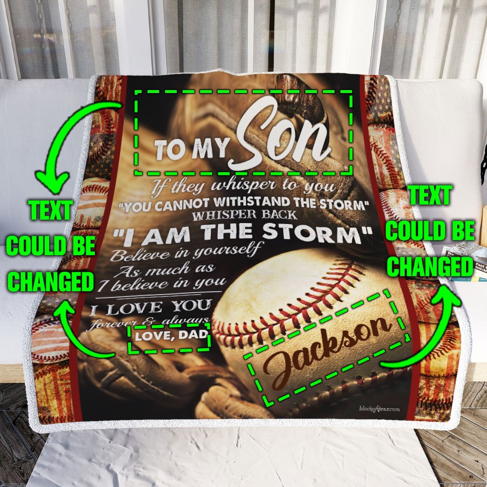 Personalized To My Songrandson Baseball Sofa Throw Blanket