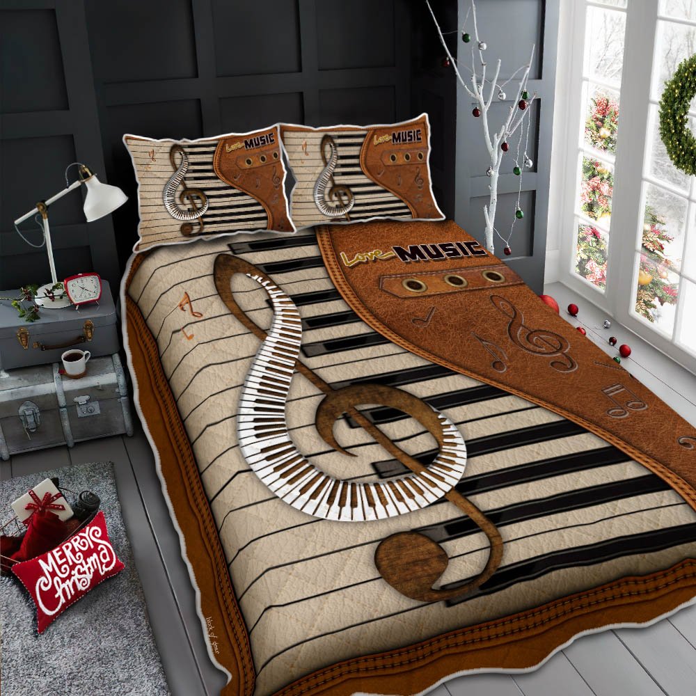 Piano Love Music Quilt Bedding Set