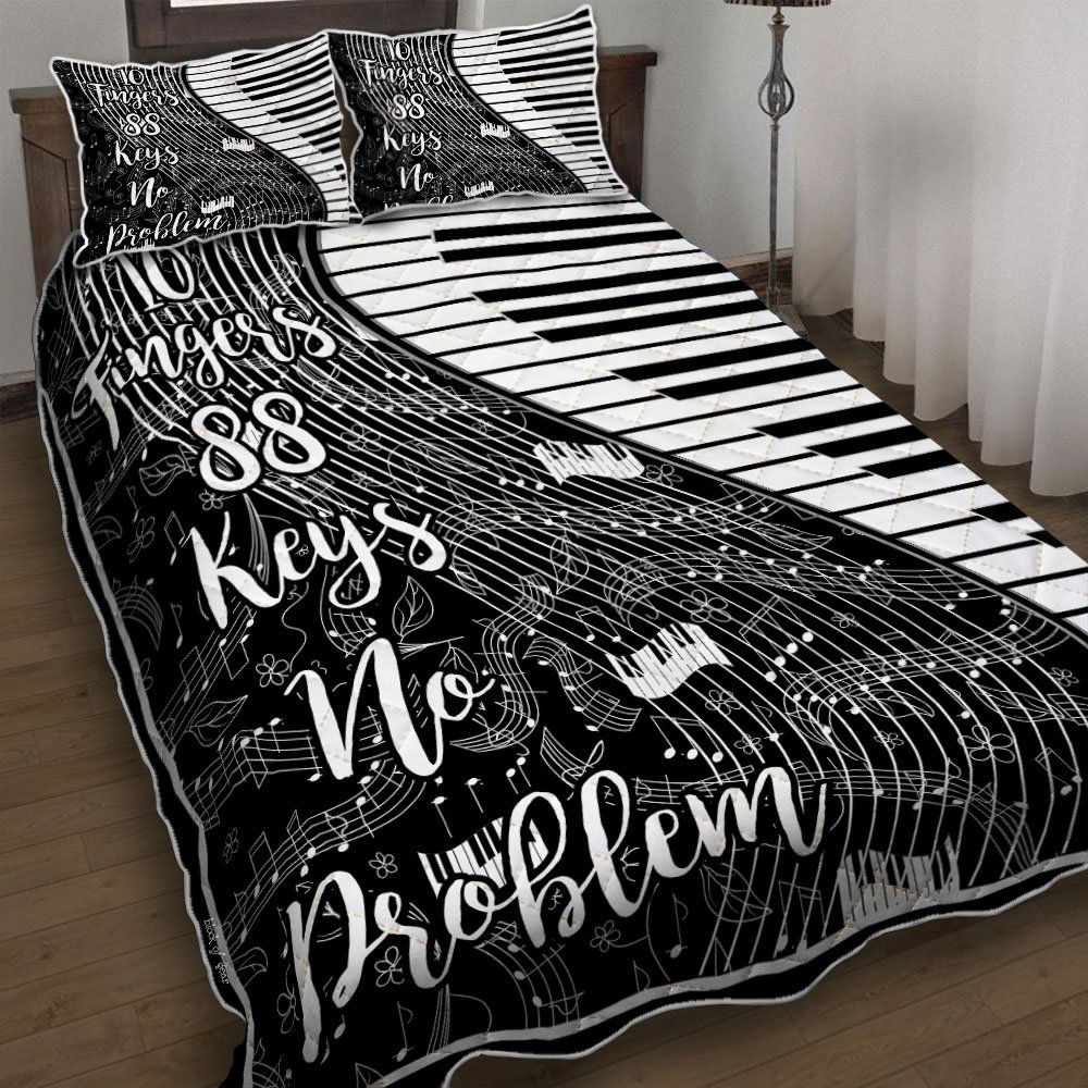 Piano Quilt Bedding Set 10 Finger 88 Keys No Problem Lnh016qs