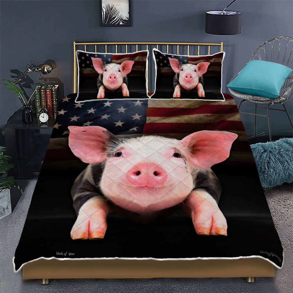 Pigs Make Me Happy Quilt Bedding Set