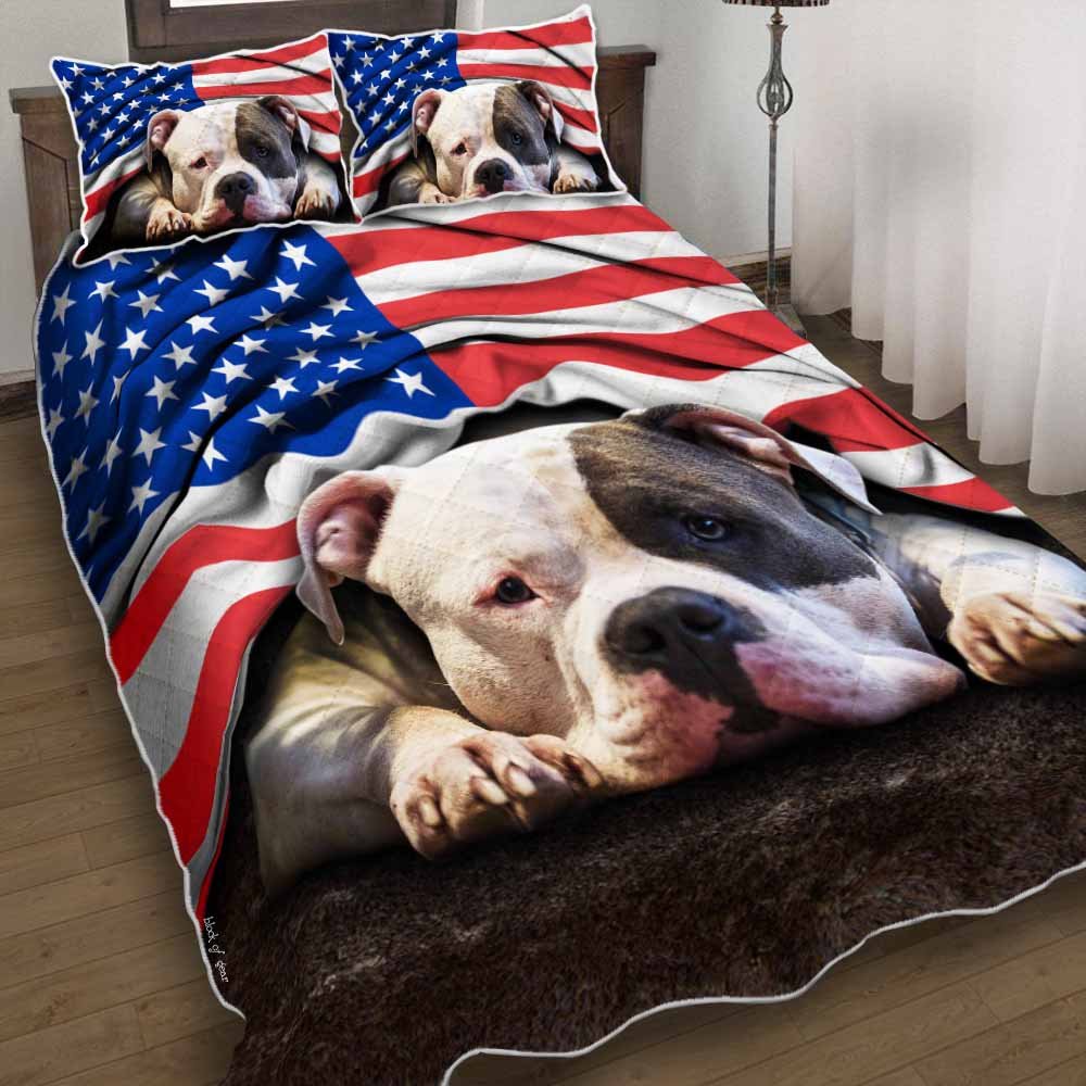 Pit Bull American Patriot Quilt Bedding Set