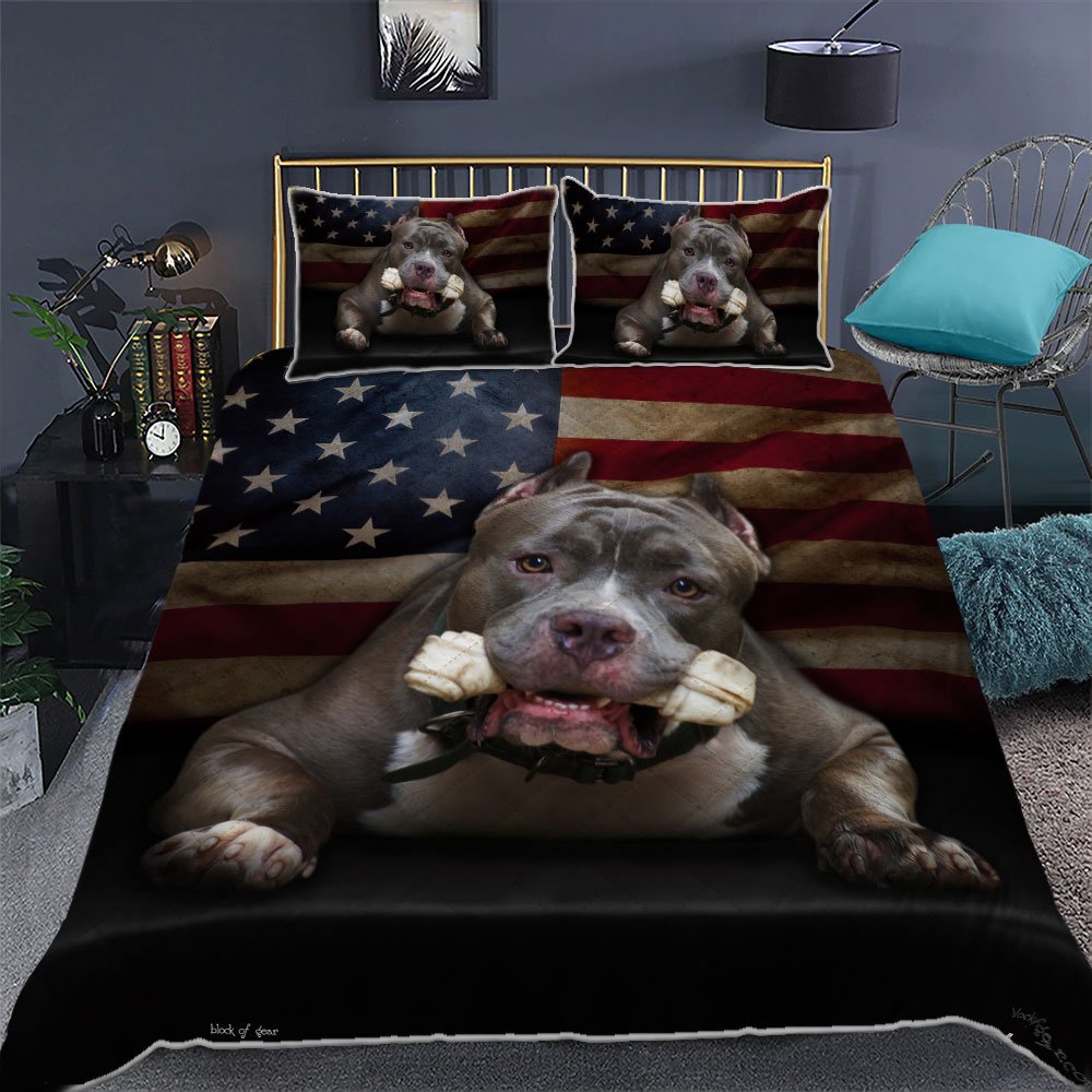 Pitbull American Quilt Bedding Set