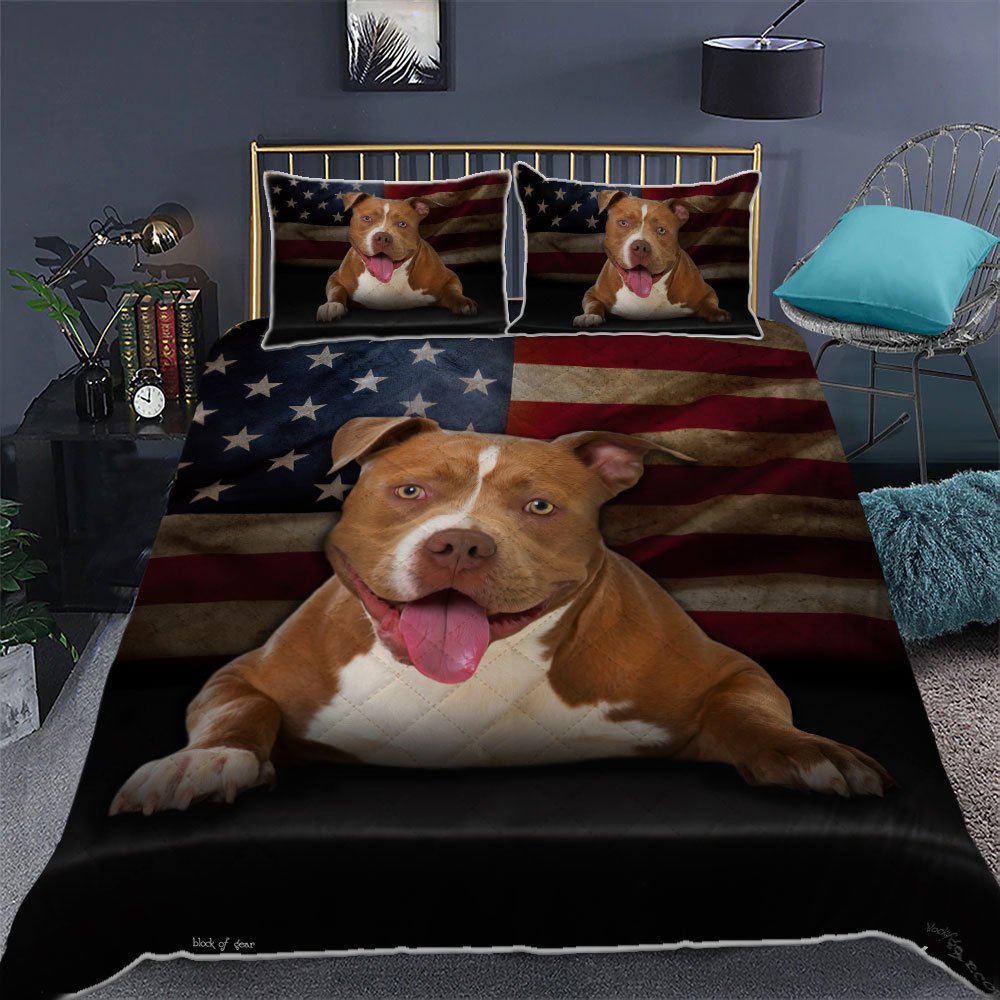 Pitbull Terrier American Quilt Bedding Set