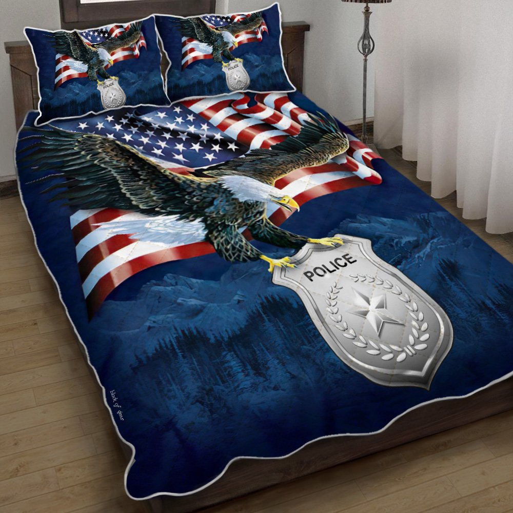 Police American Eagle Quilt Bedding Set-fofh4