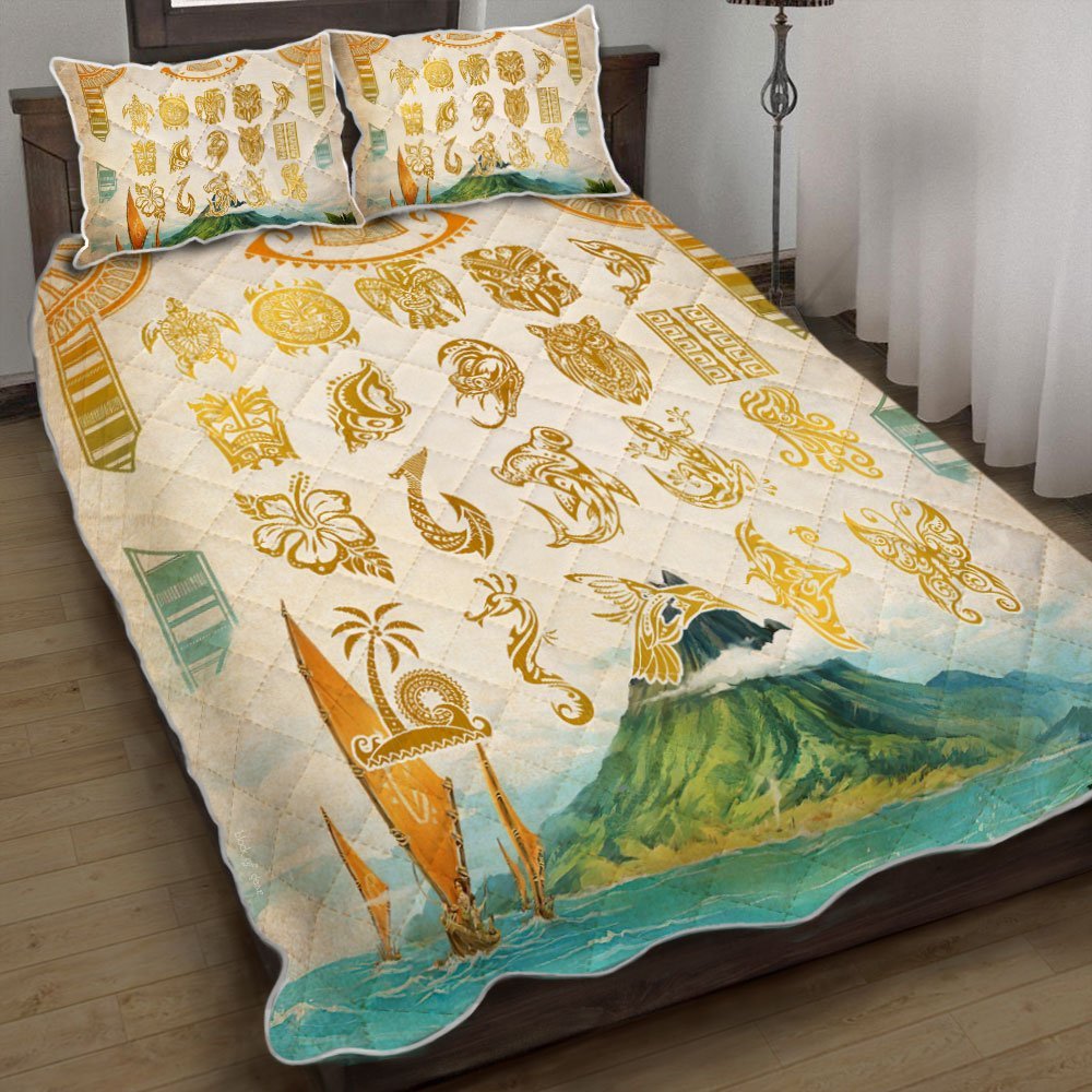 Polynesian Symbols Quilt Bedding Set