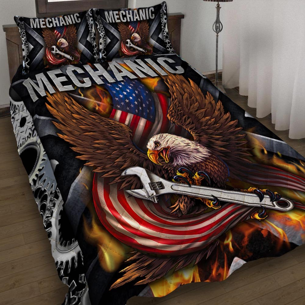 Proud Mechanic Eagle Quilt Bedding Set