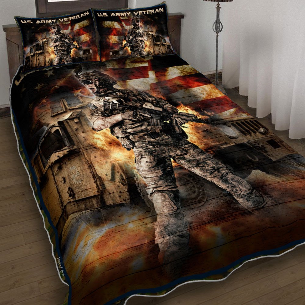 Proud Us Army Veteran Quilt Bedding Set