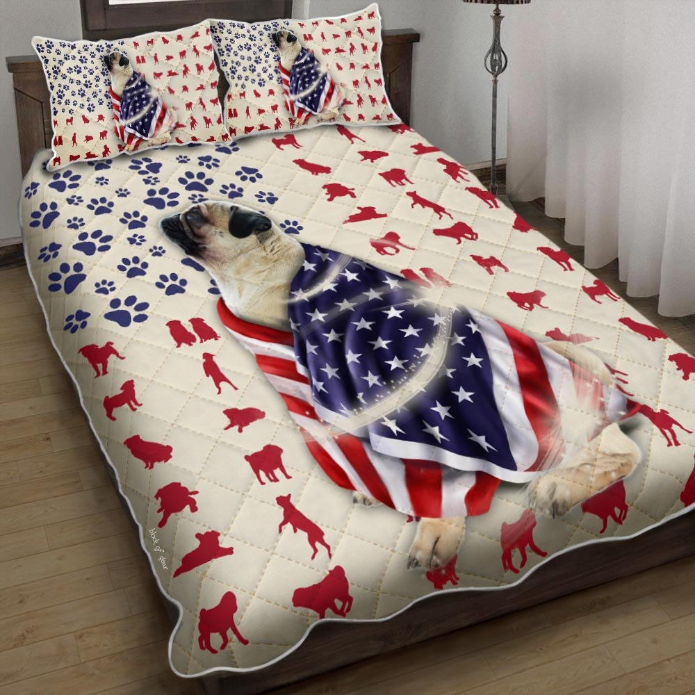 Pug Dog American Quilt Bedding Set