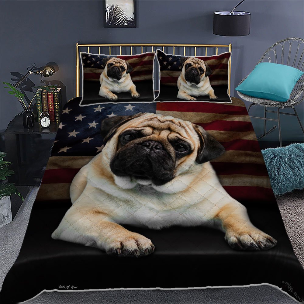 Pug Dog Quilt Bedding Set