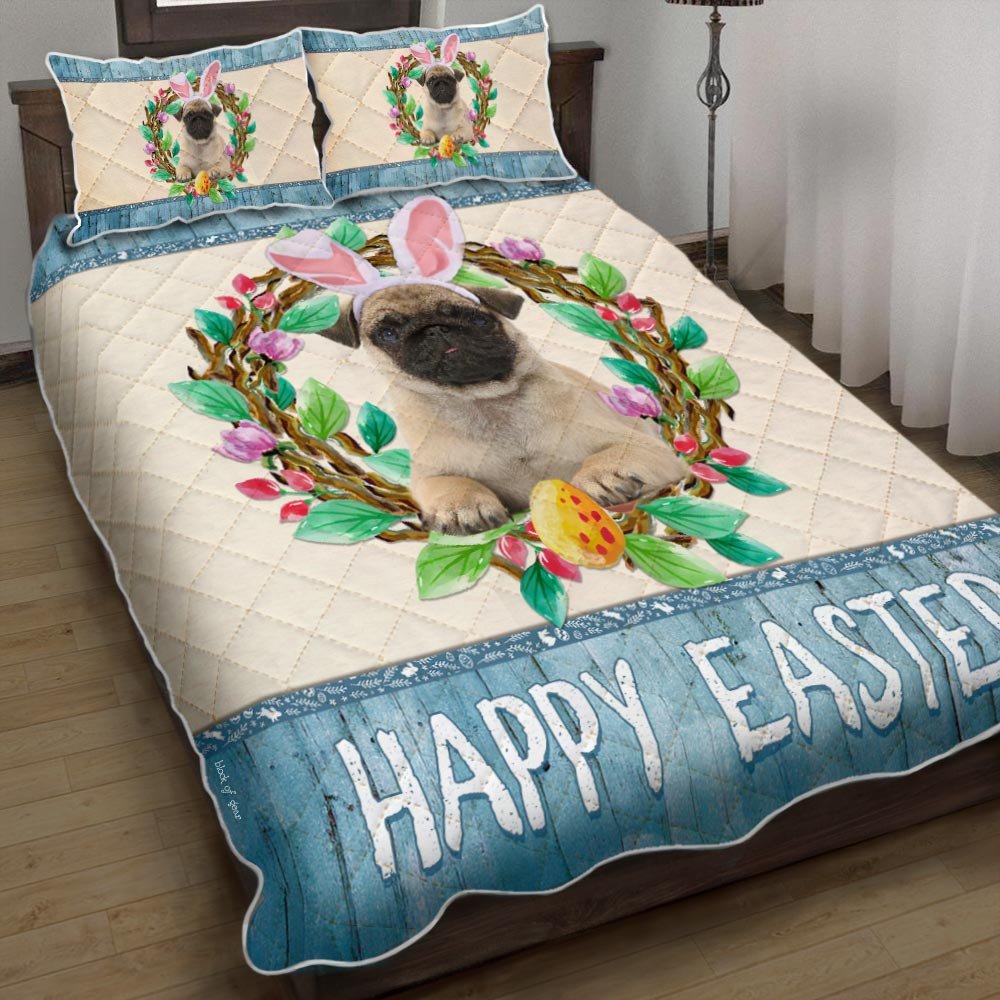 Pug Easter Day Quilt Bedding Set