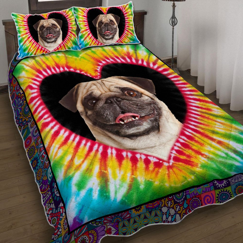 Pug Hippie Quilt Bedding Set