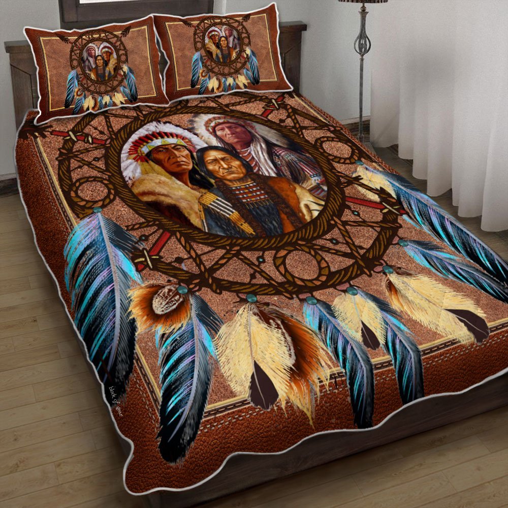 Quilt Native American The Three Chiefs Native American Warriors Quilt Bedding Set