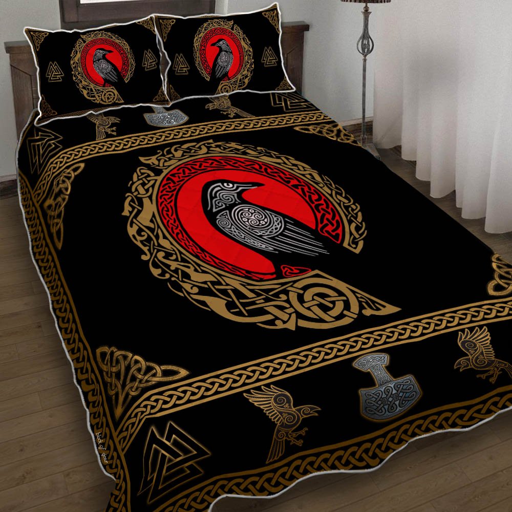 Raven Of Odin Quilt Bedding Set