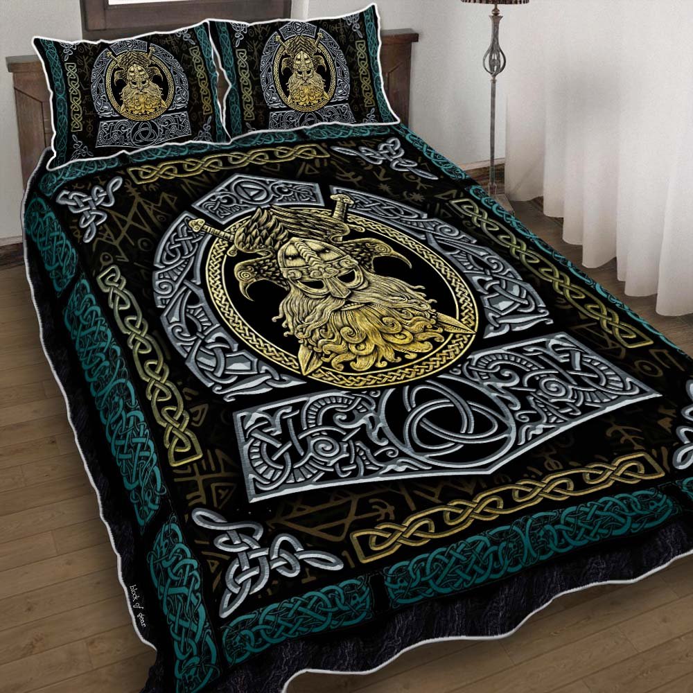 Ravens Of Odin Viking God Quilt Bedding Set