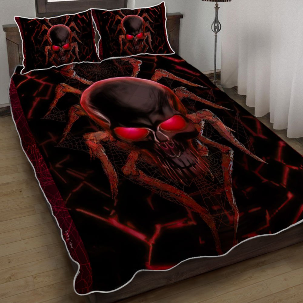 Red Spider Skull Quilt Bedding Set