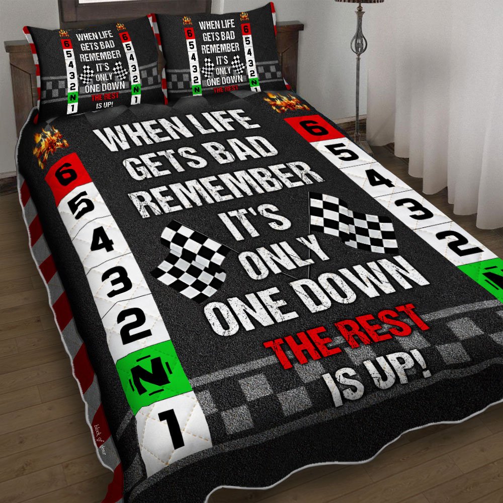 Remember Its Only One Down The Rest Is Up Biker Quilt Bedding Set