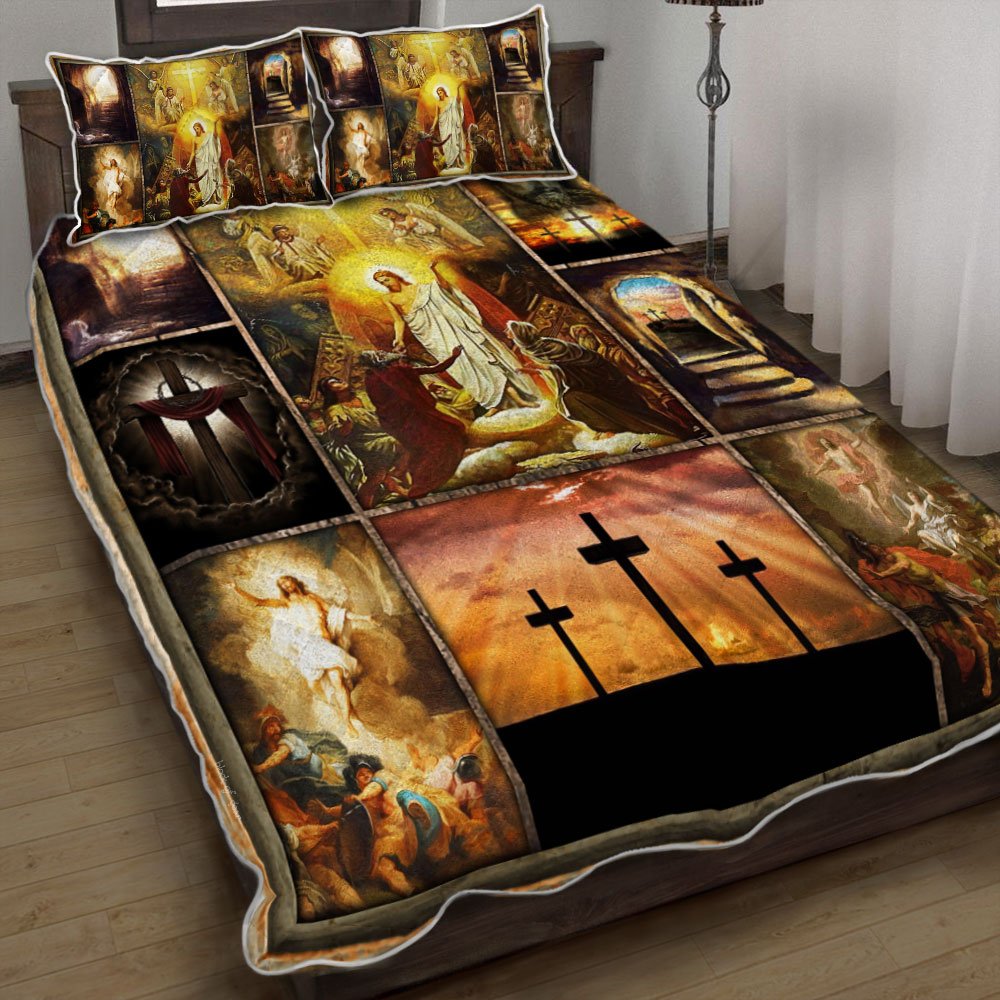 Resurrection Of Jesus Easter Quilt Bedding Set