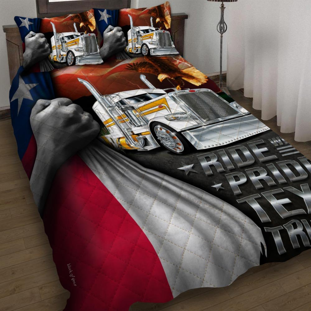 Ride With Pride Texas Truckers Quilt Bedding Set